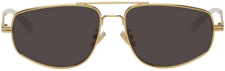 Photo: Bottega Veneta Gold Navigator Sunglasses