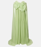 Leo Lin Jaclyn floral-appliqué bustier gown