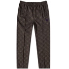 Needles Men's Poly Jacquard Patterned Track Pant in Brown
