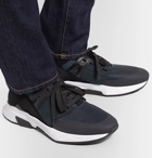 TOM FORD - Jago Neoprene, Suede and Mesh Sneakers - Blue