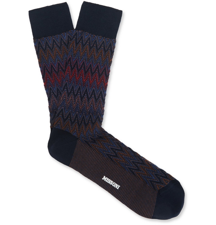 Photo: Missoni - Crochet-Knit Cotton-Blend Socks - Blue