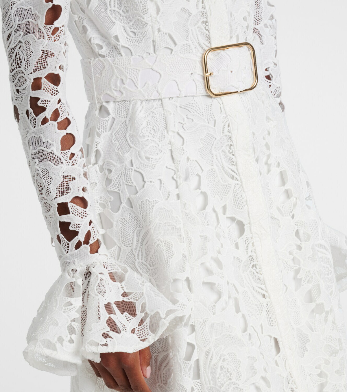 Leo Lin Aliyah belted lace midi dress