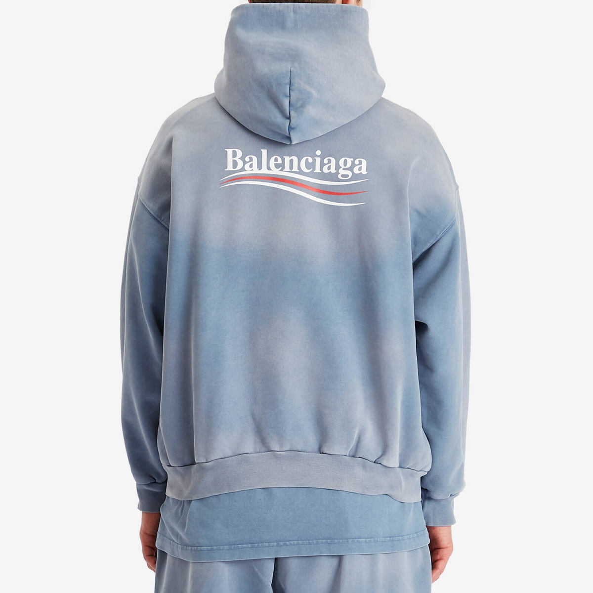VIP価格★【BALENCIAGA】Faded Blue Cotton Medium Fit Hoodie Balenciaga Men's Campaign Medium Fit Hoodie in Faded Blue