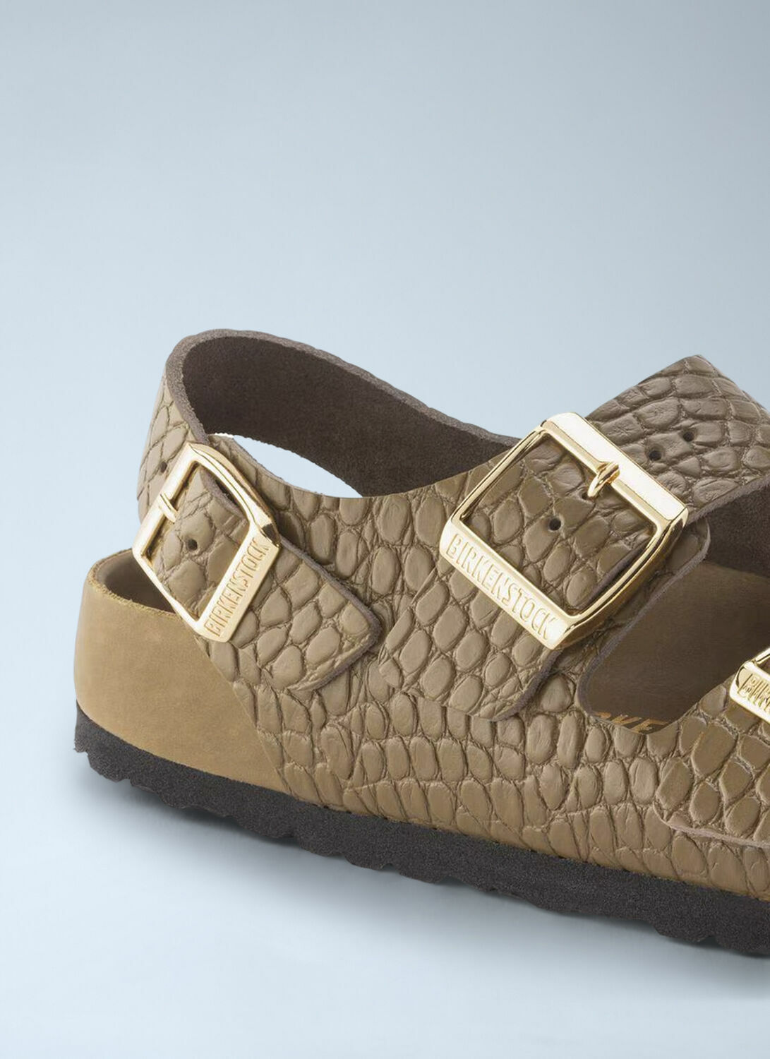 Birkenstock Embossed Leather Three Strap Sandals