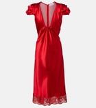 McQueen Lace-trimmed satin midi dress