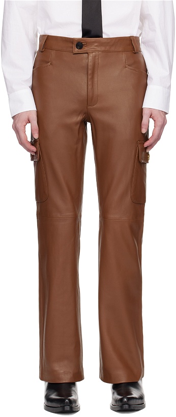 Photo: Ernest W. Baker Brown Flared Leather Cargo Pants