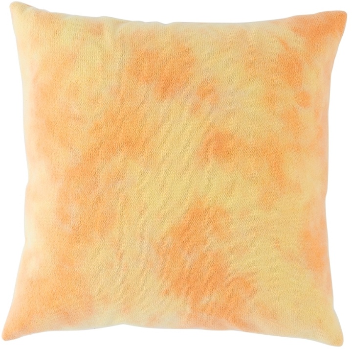 Photo: The Elder Statesman Orange & Yellow Dub Hot Square Pillow