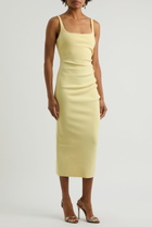 Bec & Bridge Karina Tuck Ruched Midi Dress Yellow