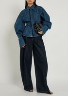 A.W.A.K.E Mode Puff-sleeve Denim Shirt Blue