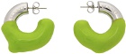 Sunnei Silver & Green Small Rubberized Earrings