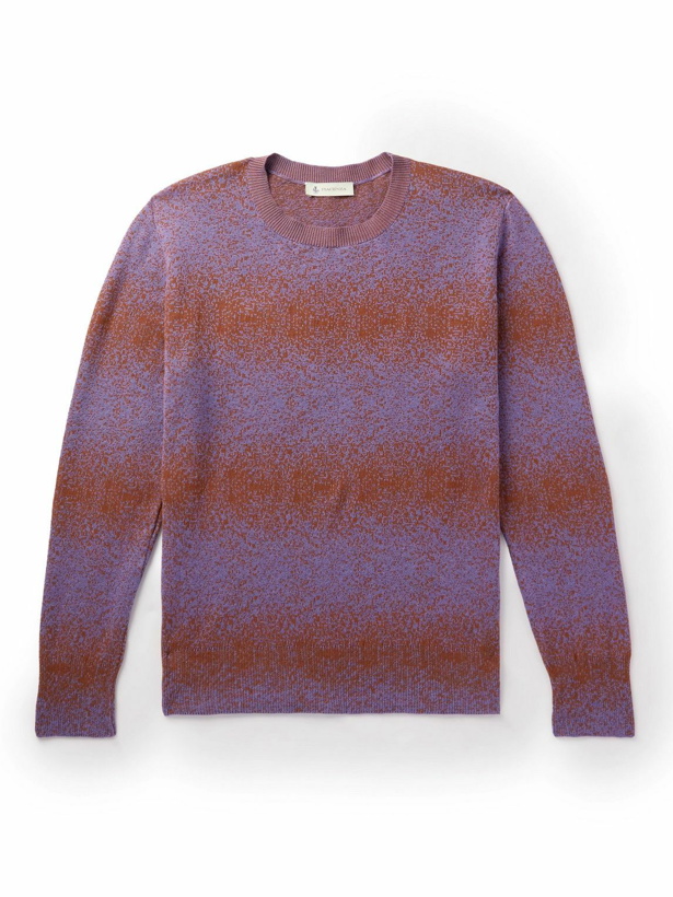 Photo: Piacenza Cashmere - Slim-Fit Striped Cotton and Linen-Blend Sweater - Purple