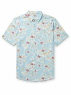 Faherty - Breeze Button-Down Collar Floral-Print Stretch Hemp-Blend Shirt - Blue