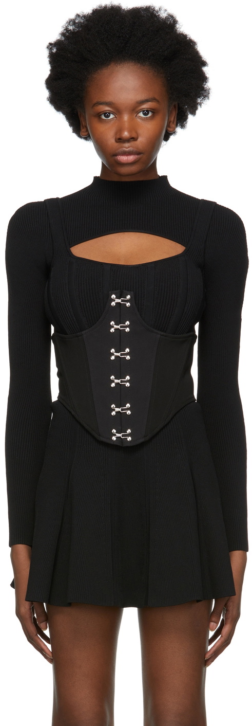 Dion Lee Black Bonded Cotton Under Corset