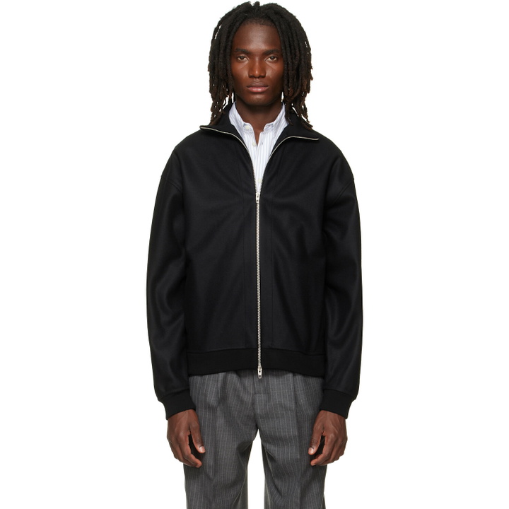 Photo: Jil Sander Black Wool Melton Zip-Up Jacket