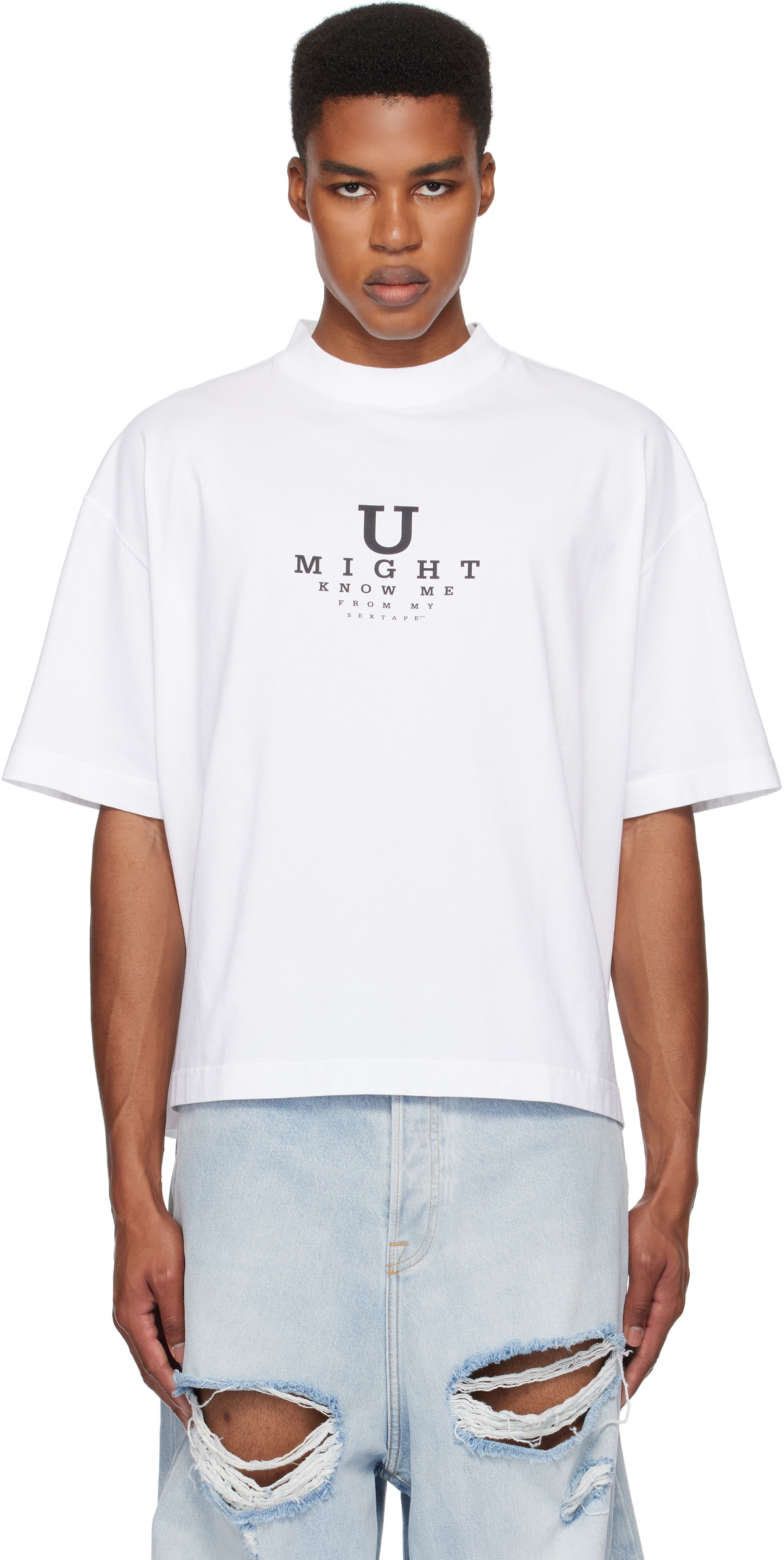 VETEMENTS White 'U Might Know Me' Cropped Boxy T-shirt Vetements
