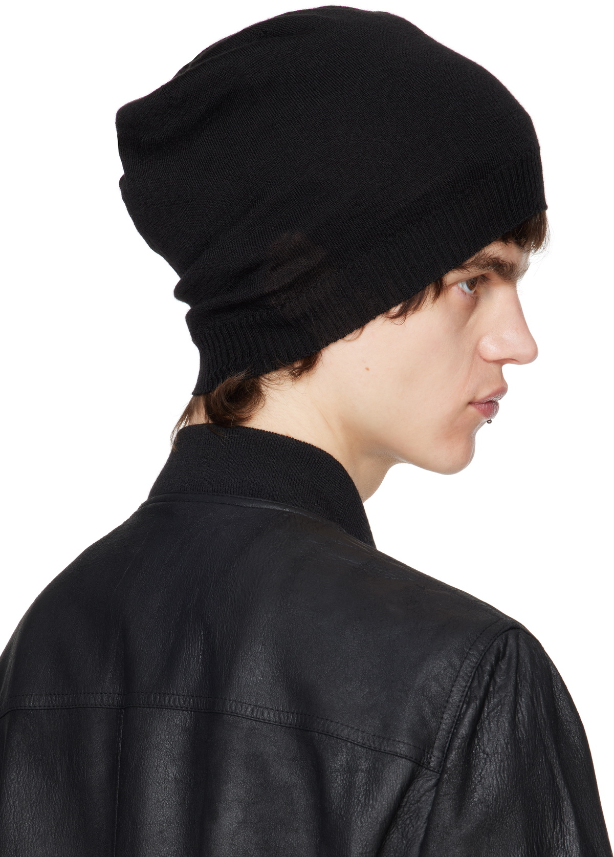 Rick Owens Black Hollywood Medium Beanie Rick Owens