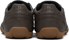 Hugo Brown Stacked Logo Faux-Leather Sneakers