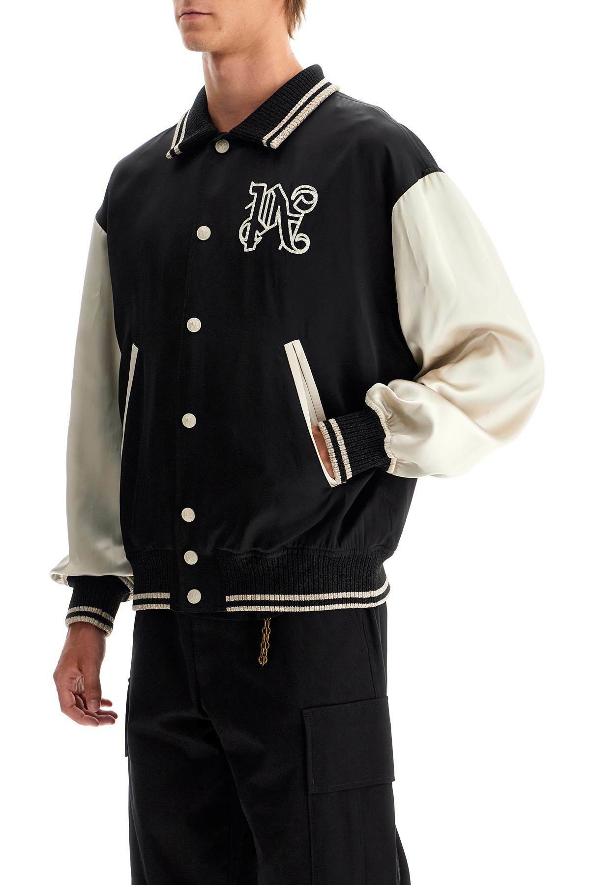 ジャケット・アウター palm angels LEATHER VARSITY JACKET Palm Angels monogram-print Leather Varsity Jacket | Black | FARFETCH