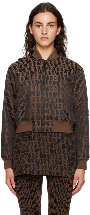 Photo: Moschino Brown Zip Bomber Jacket