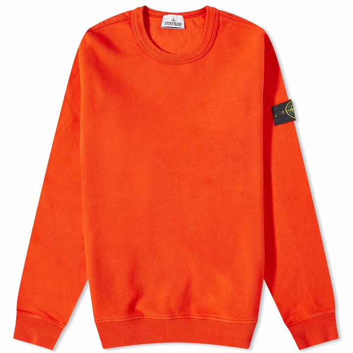 Photo: Stone Island Men's Garment Dyed Crew Sweat in Orange Red