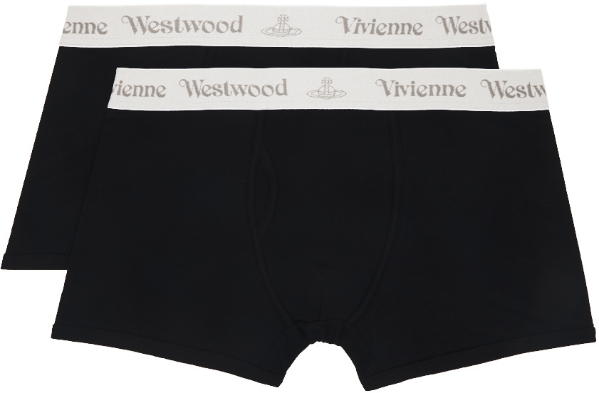 Vivienne Westwood Two-Pack Black Logo Boxers Vivienne Westwood
