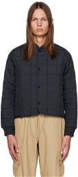 RAINS Navy Quilted Bomber Jacket