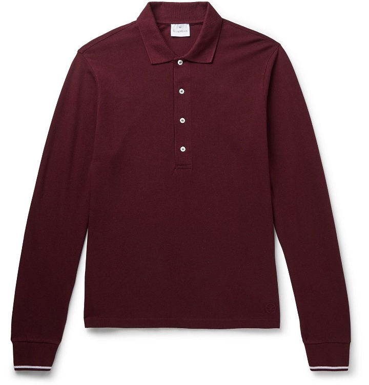 Photo: Kingsman - Cotton-Piqué Polo Shirt - Burgundy