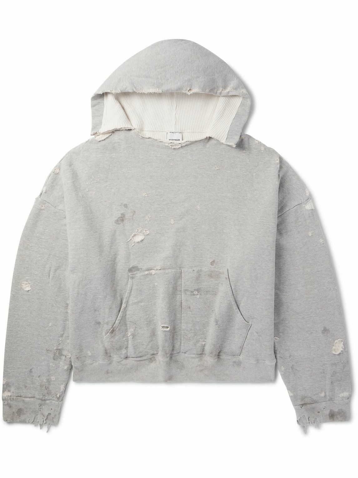 READYMADE - Dr. Woo Monster Cross-Grain Leather-Trimmed Denim