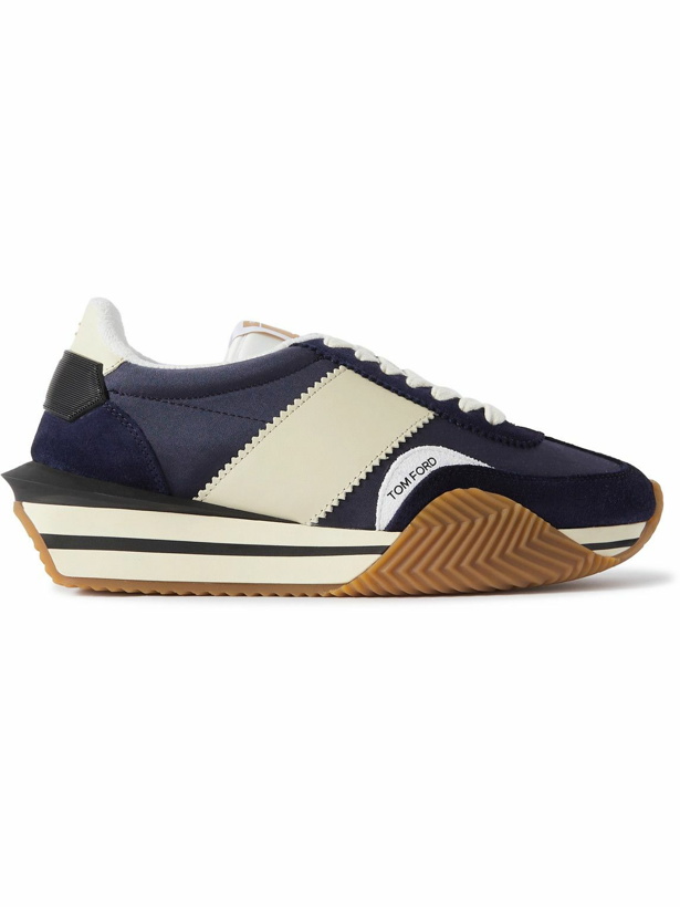 Photo: TOM FORD - James Rubber-Trimmed Suede, Nylon and Leather Sneakers - Blue