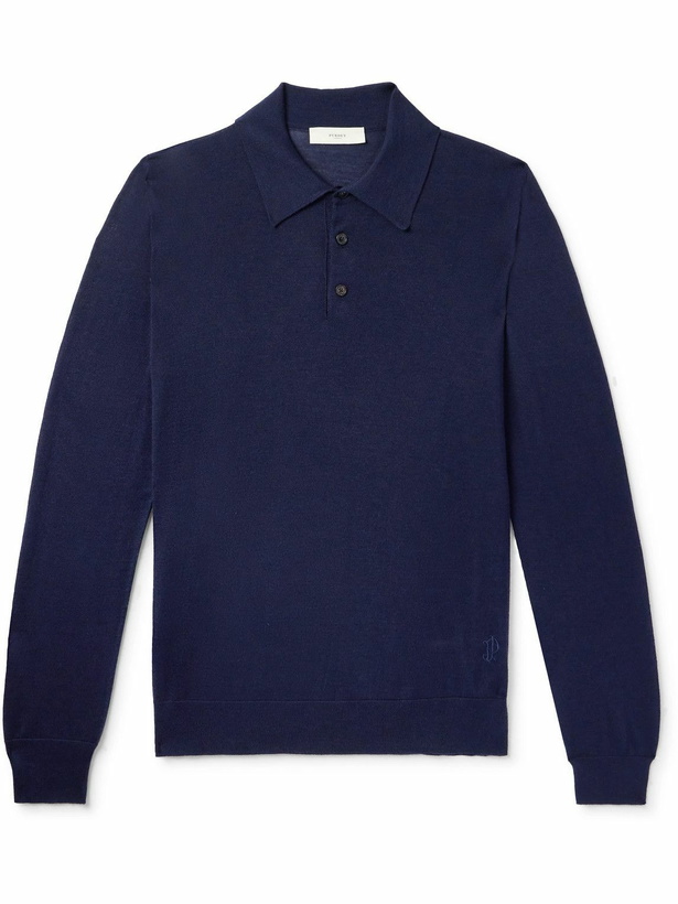 Photo: Purdey - Logo-Embroidered Merino Wool Polo Shirt - Blue