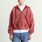 Maison Margiela Men's Vintage Washed Shrunked Hoodie in Vintage Red