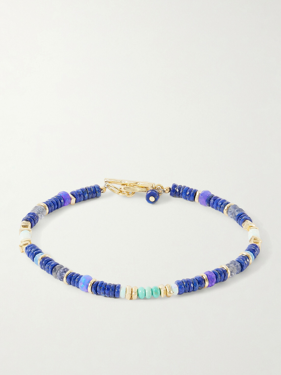 Peyote Bird - Blue Heron Gold-Plated Multi-Stone Bracelet - Blue