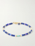 Peyote Bird - Blue Heron Gold-Plated Multi-Stone Bracelet - Blue