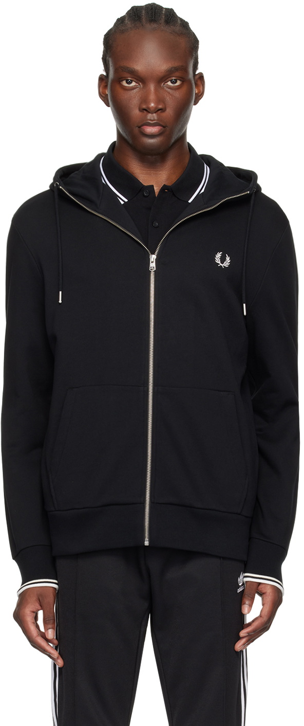 Fred Perry Black Zip Through Hoodie Fred Perry