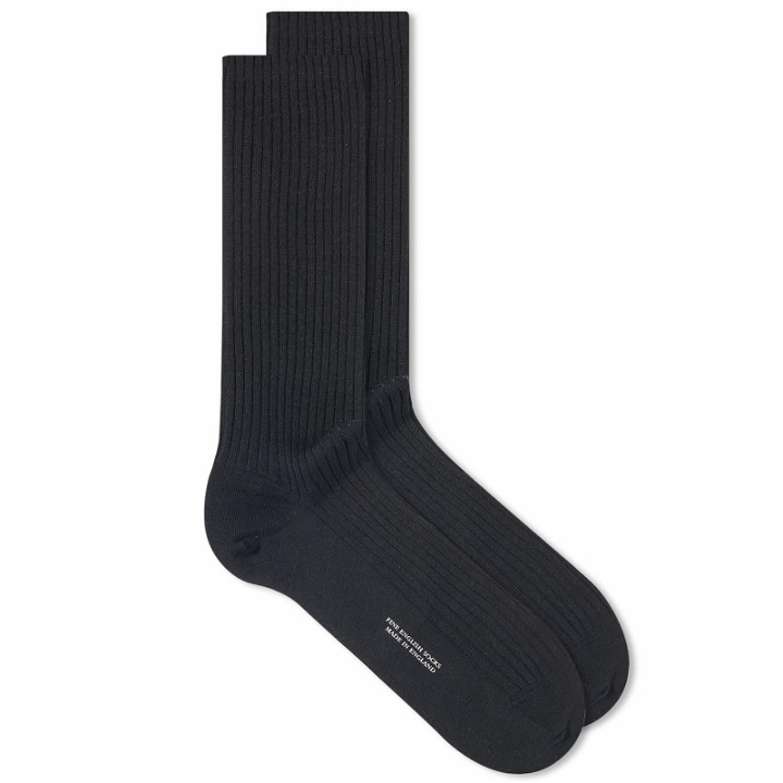 Photo: Margaret Howell Men's Merino Rib Sock in Black