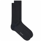 Margaret Howell Men's Merino Rib Sock in Black