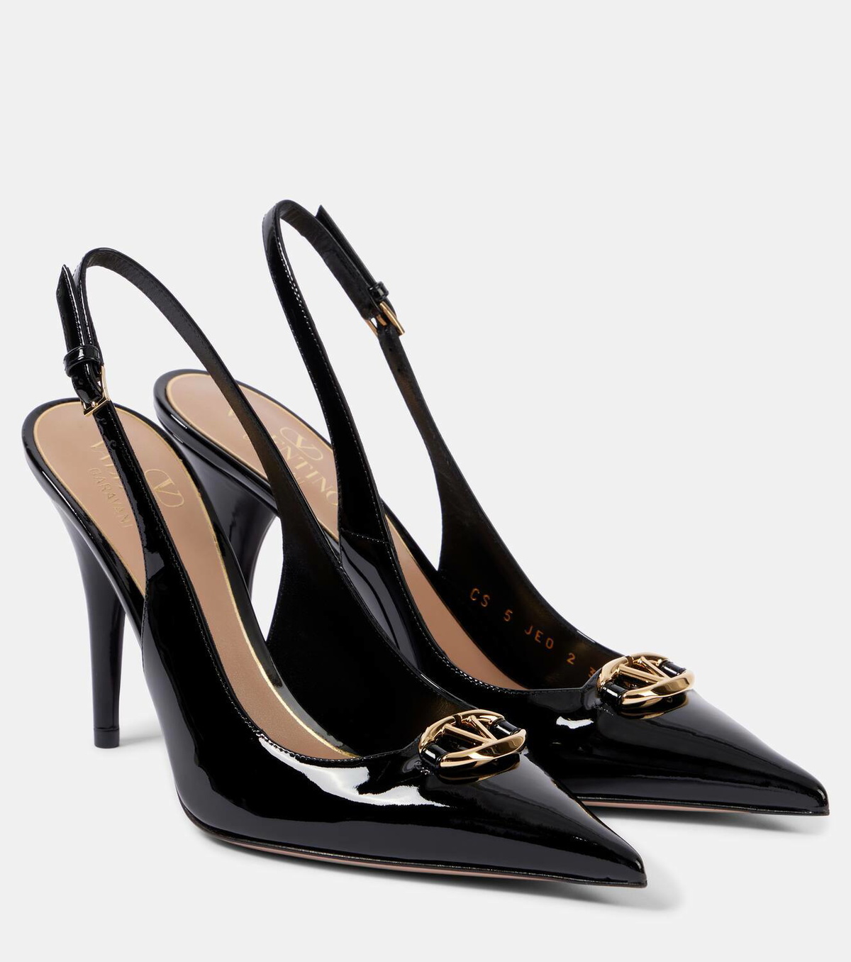 Valentino Garavani VLogo patent leather slingback pumps