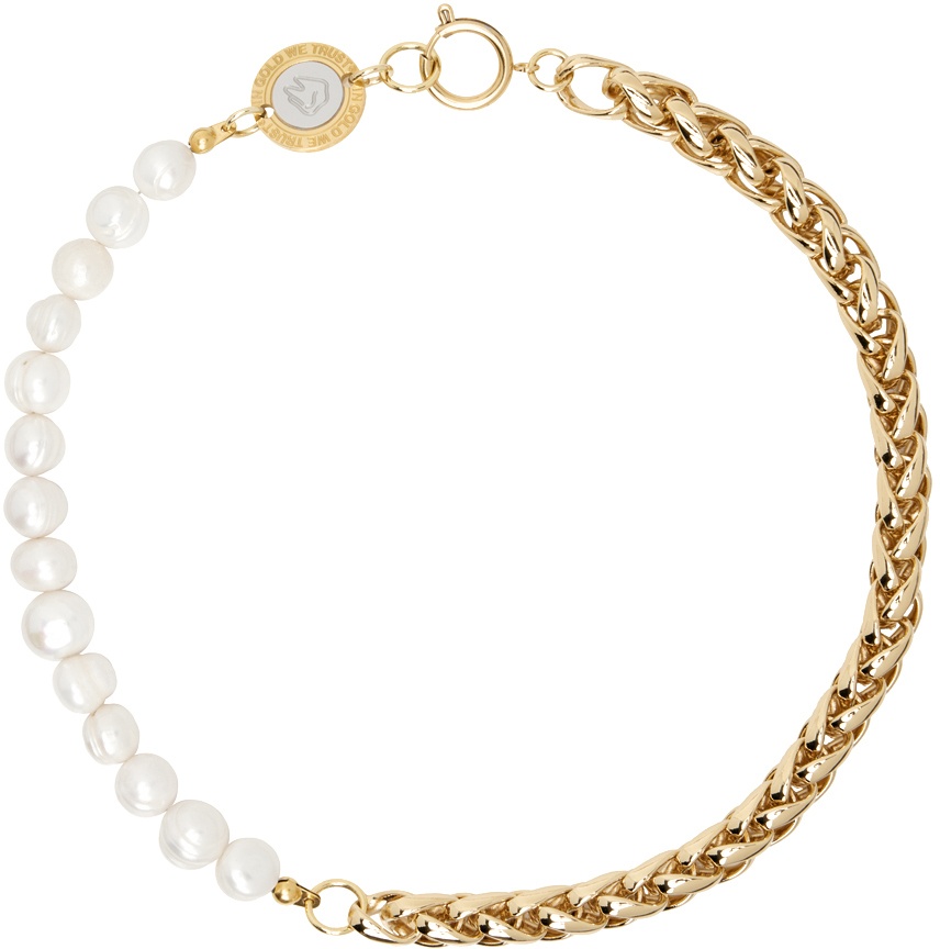 IN GOLD WE TRUST PARIS Gold Round Chain Pearl Necklace