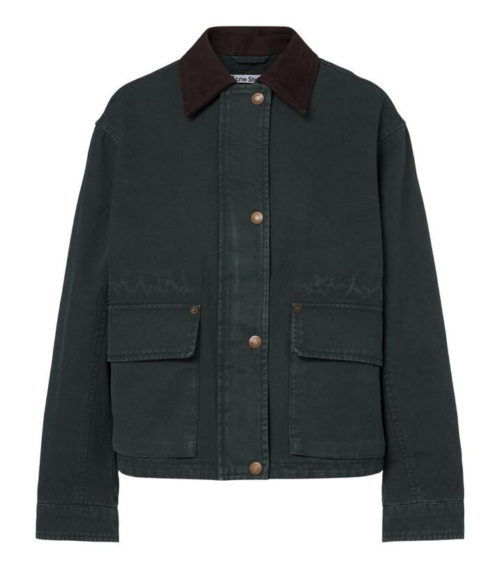Photo: Acne Studios Suede-trimmed cotton canvas jacket
