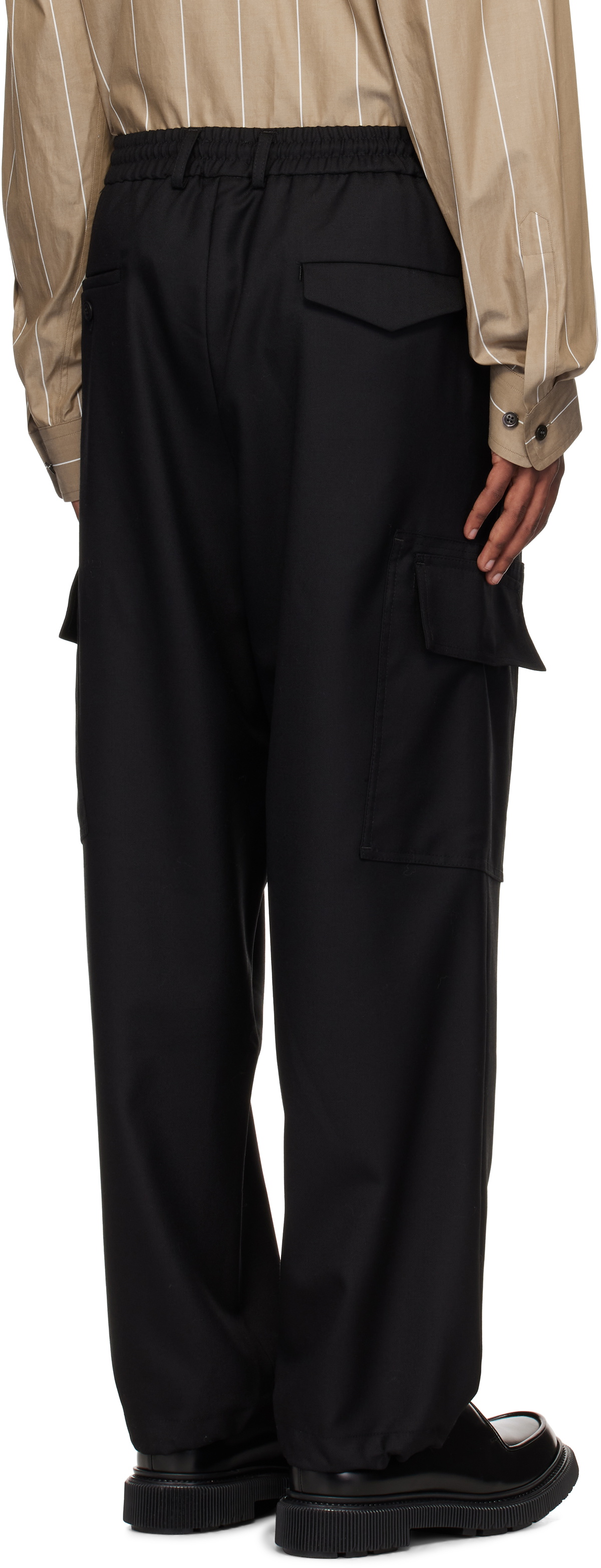 Stretch Twill Low Rise Multi Pockets Cargo Pants - Black main image 0