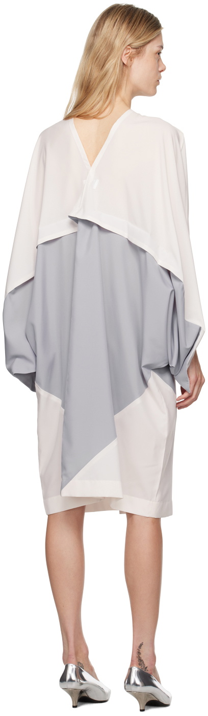 132 5. ISSEY MIYAKE Gray & Off-White Convex Midi Dress
