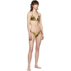 Versace Underwear Black and Tan Barocco Animalier String Bikini Bottoms