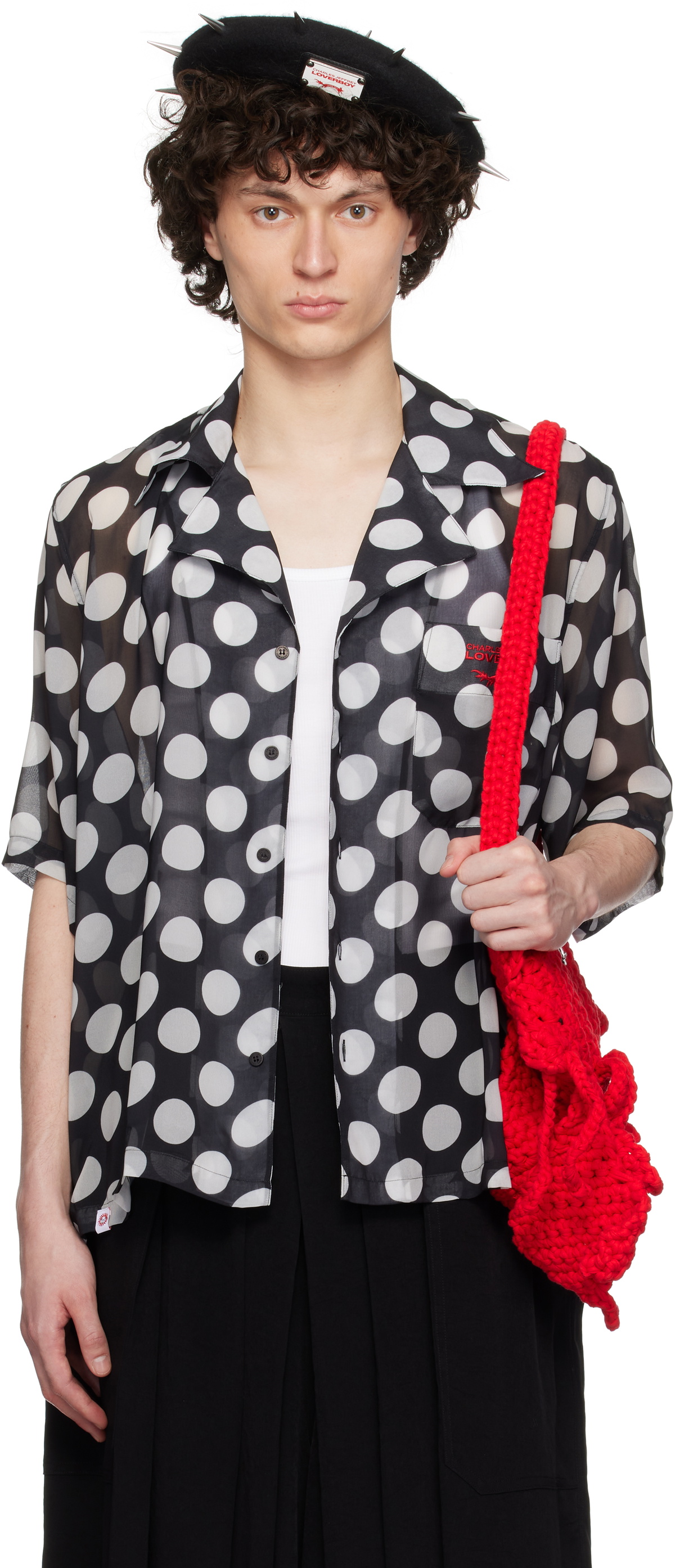 Charles Jeffrey LOVERBOY Black & Off-White Polka Dot Shirt Charles