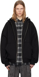 Juun.J Black Double Layered Zip-Up Hoodie