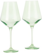 Estelle Colored Glass Two-Pack Green Wine Glasses, 16.5 oz