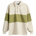 Café Mountain Men's Block Stripe Sportsman Shirt in Ecru/Kiwi