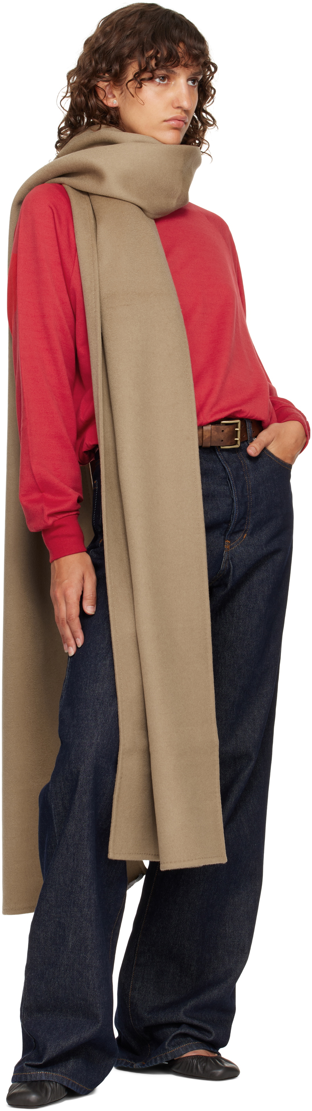La Collection Taupe Wool Cashmere Julie Scarf