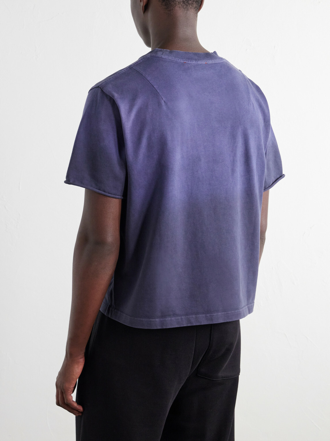 424 - Distressed Logo-Appliquéd Cotton-Jersey T-Shirt - Blue