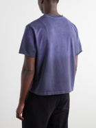 424 - Distressed Logo-Appliquéd Cotton-Jersey T-Shirt - Blue