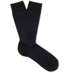 Ermenegildo Zegna - Striped Stretch Cotton-Blend Socks - Black